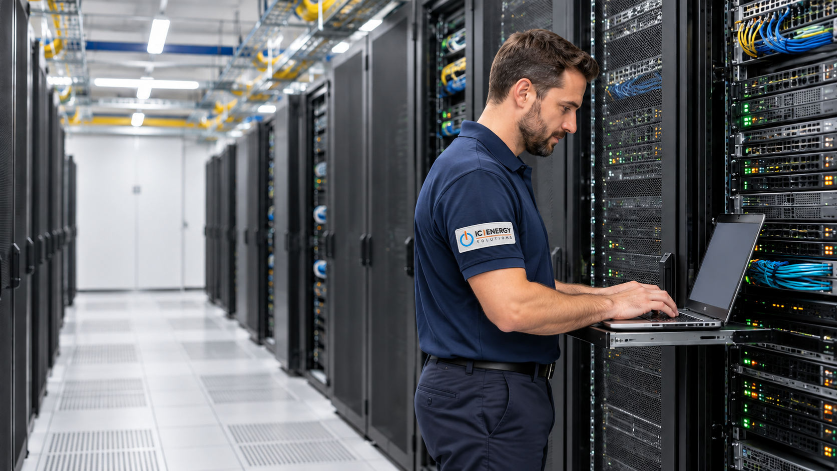 Técnico da IC Energy em data center